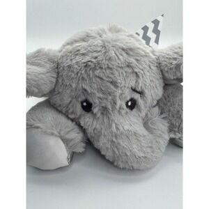 Bearington Baby Rattle Lovey Security Plush Elephant Gray Satin Bow Chevron
New